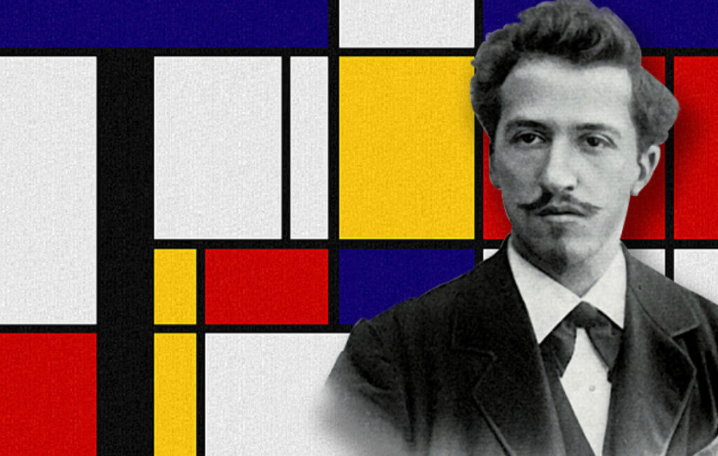 Mondrian - Kompozycja w czerwieni, żółci i błękicie