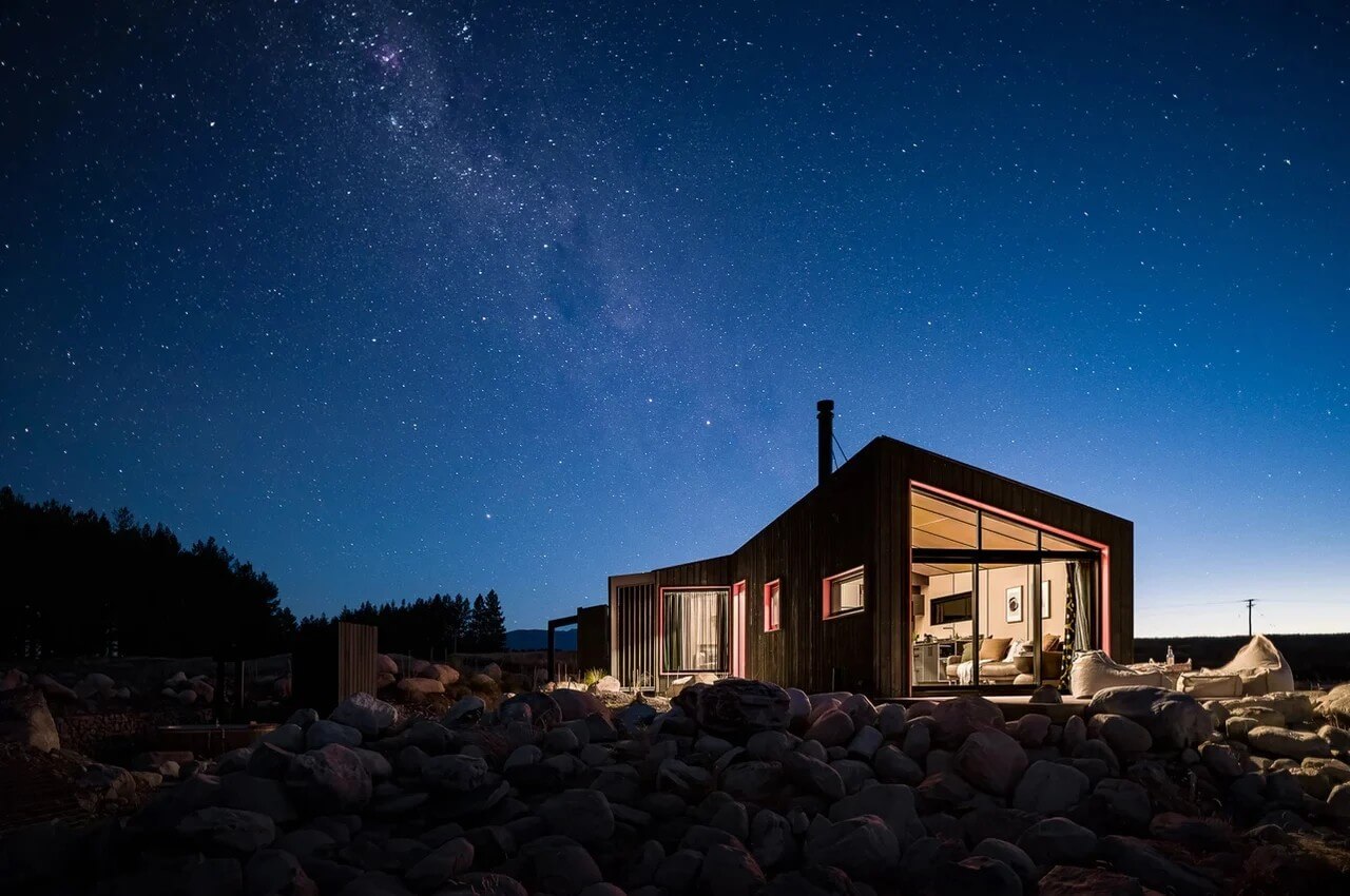 Skylark Cabin w Twizel – schronienie u podnóża gór - projekt Barry Connor