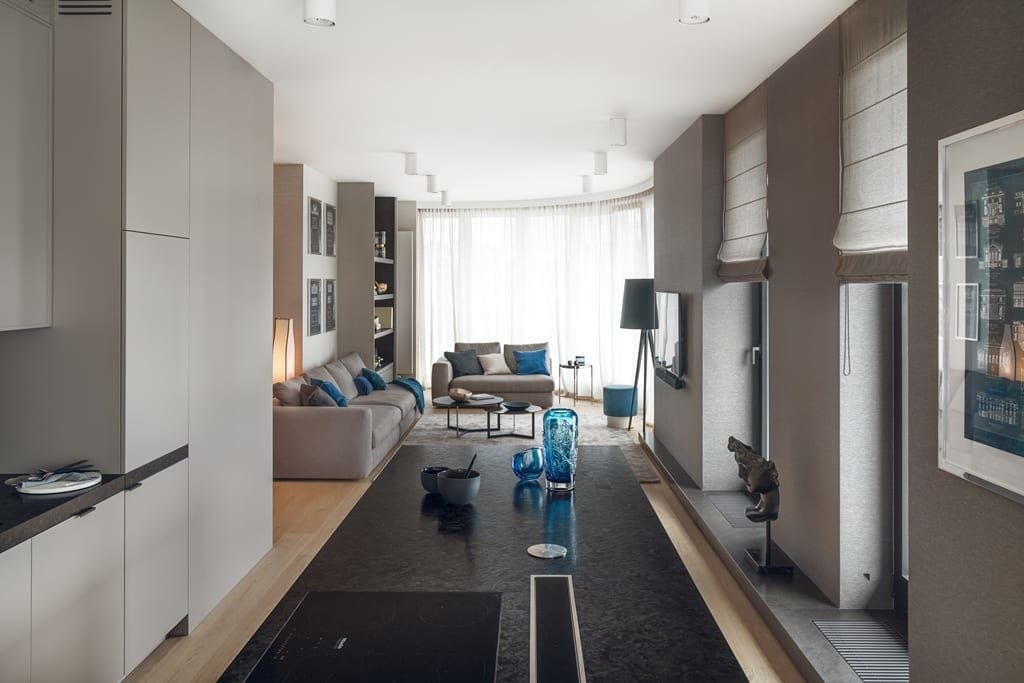 Katarzyna Kraszewska Architektura Wnętrz - Apartament na warszawskim Powiślu - foto. Tom Kurek - kuchnia połączona z jadalnią