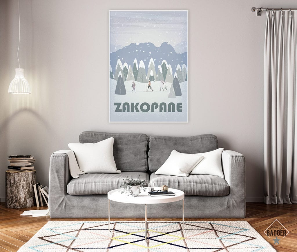 Plakaty Hunny Bagder inspirowane podróżami - plakat Zakopane