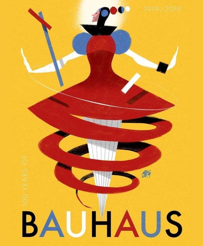 Walter Gropius i idee Bauhausu - Bauhaus 100 lat Baletu Triadycznego plakat Riccarda Guasco