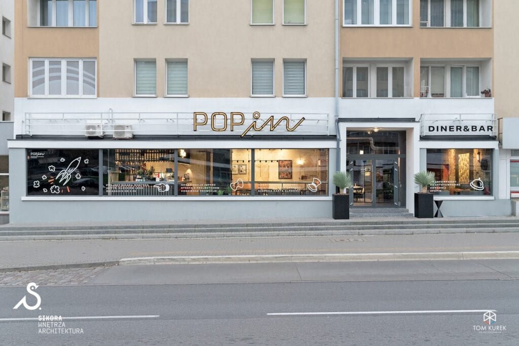 POP in - Diner & Bar - zabawa sztuką - projekt Sikora Wnętrza - zdjęcia: Tom Kurek