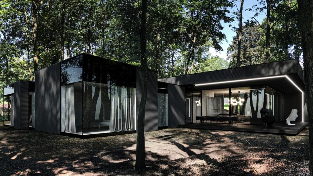 Futurystyczne bryły domów projektu REFORM Architekt - RE: DARK HOUSE