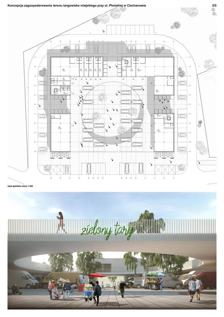 Projekt nowoczesnego targowiska w Ciechanowie - projekt Agata Parzentna i Michał Kucharski