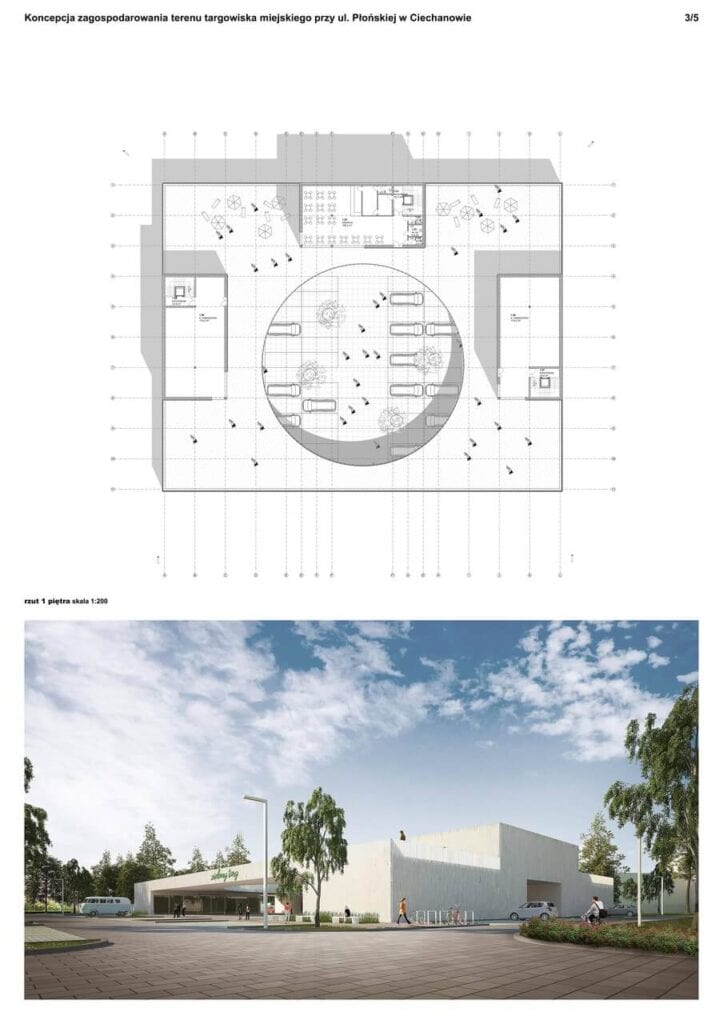 Projekt nowoczesnego targowiska w Ciechanowie - projekt Agata Parzentna i Michał Kucharski