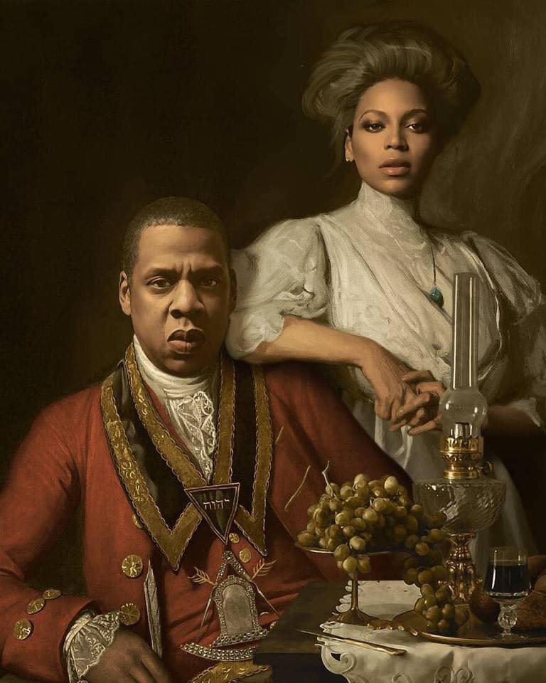 Jay-Z & Beyonce na obrazie autorstwa francuskiego artysty o pseudonimie Kyès