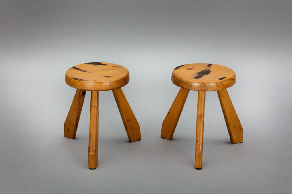 Charlotte Perriand, Pair of Stools from Les Arcs, France, 1962