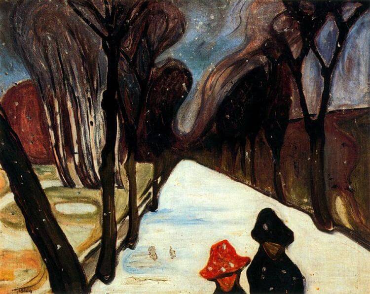 Munch Edvard - Aleja w śniegu - Snow Falling in the Lane