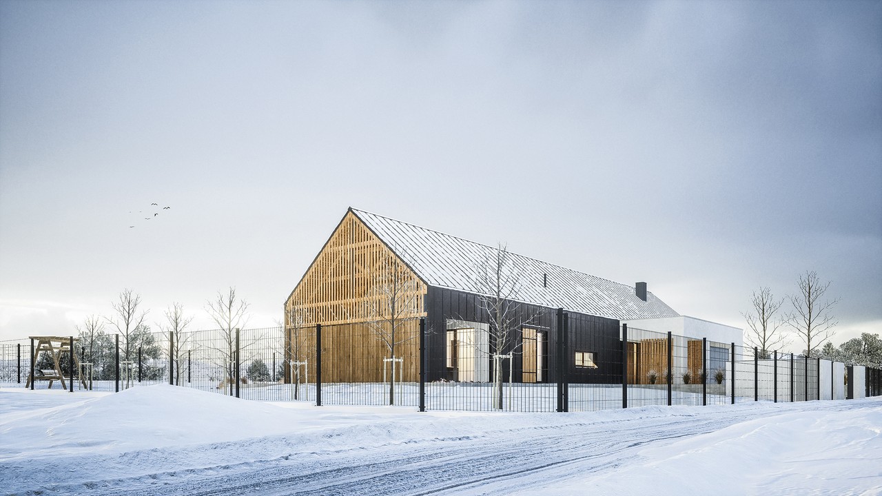 Stodoła w stylu Lasowiaków - nowoczesny budynek na Podkarpaciu - projekt MEEKO Architekci