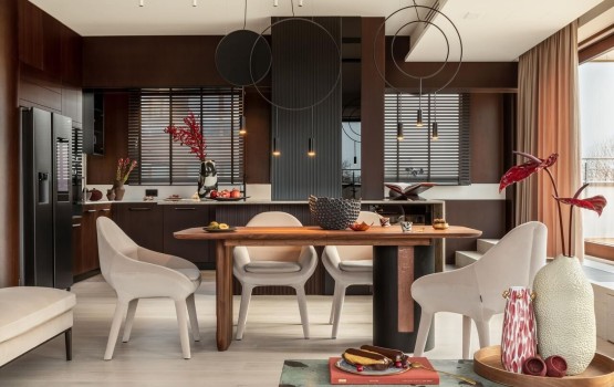 130-metrowy apartament w centrum Łodzi – wnętrze w odcieniach czekolady