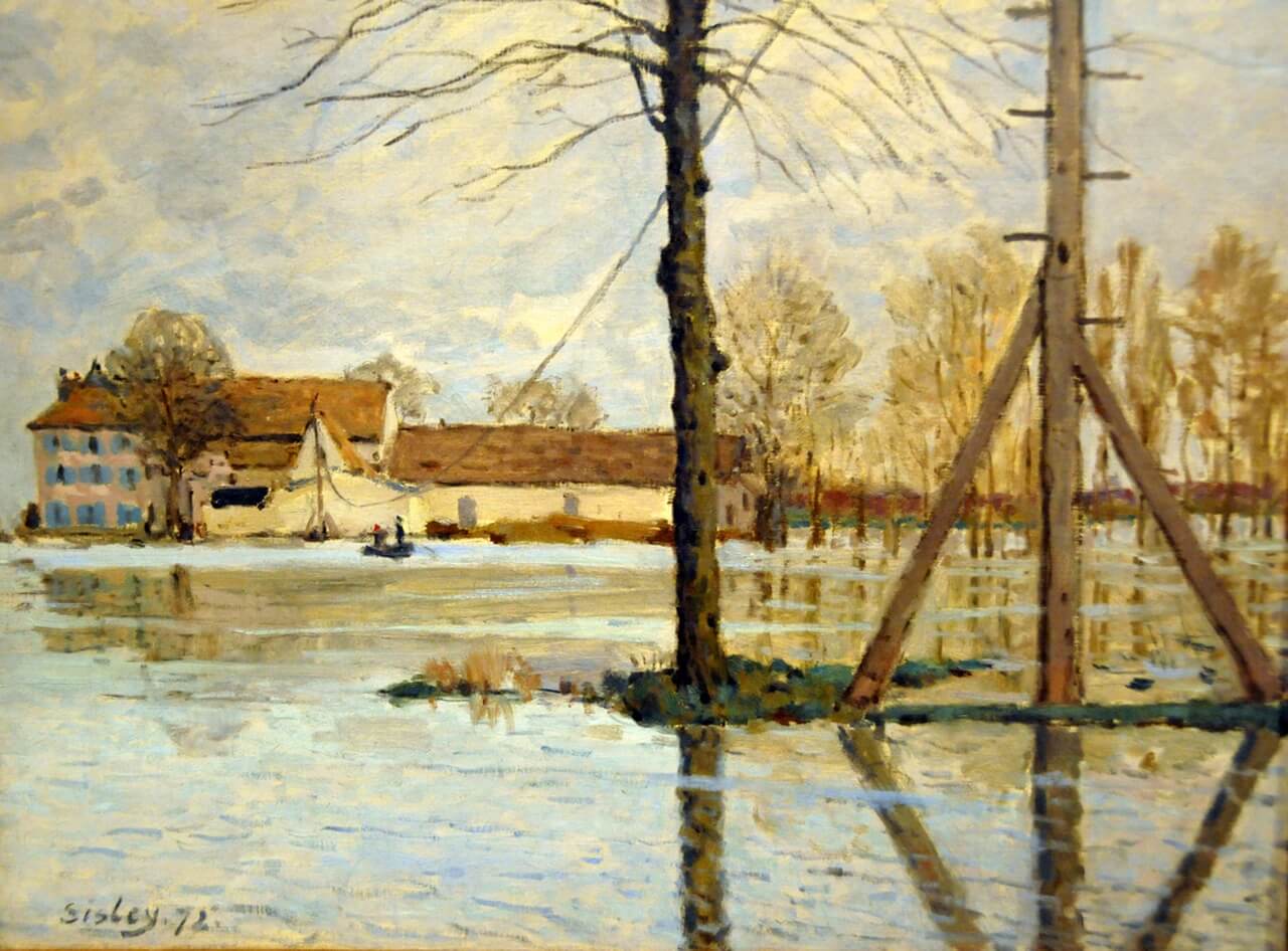 Alfred Sisley – Prom do the Ile-de-la-Loge podczas powodzi