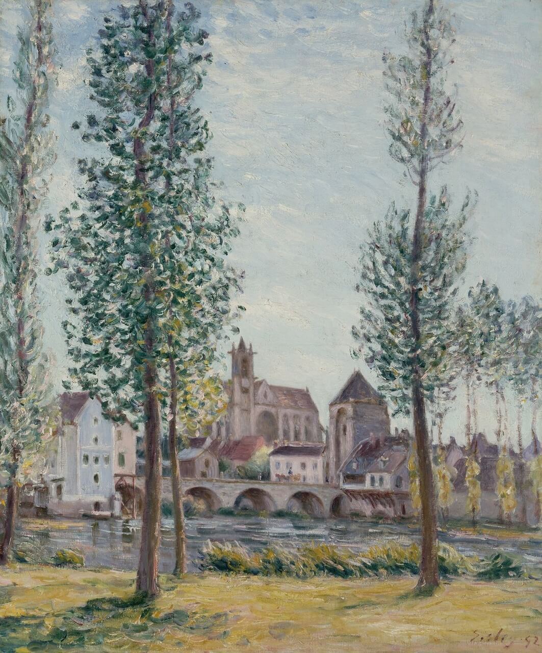 Alfred Sisley – Widok na Moret sur Loing przez drzewa