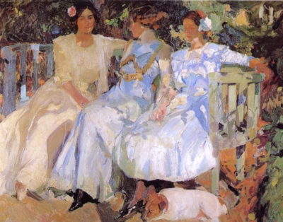 Joaquín Sorolla – Moja żona i córki w ogrodzie