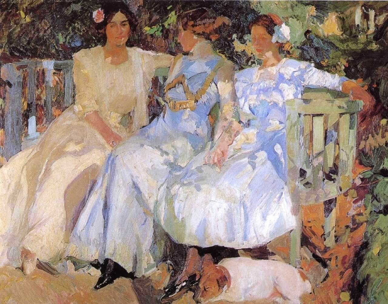 Joaquín Sorolla – My Wife and Daughters in the Garden