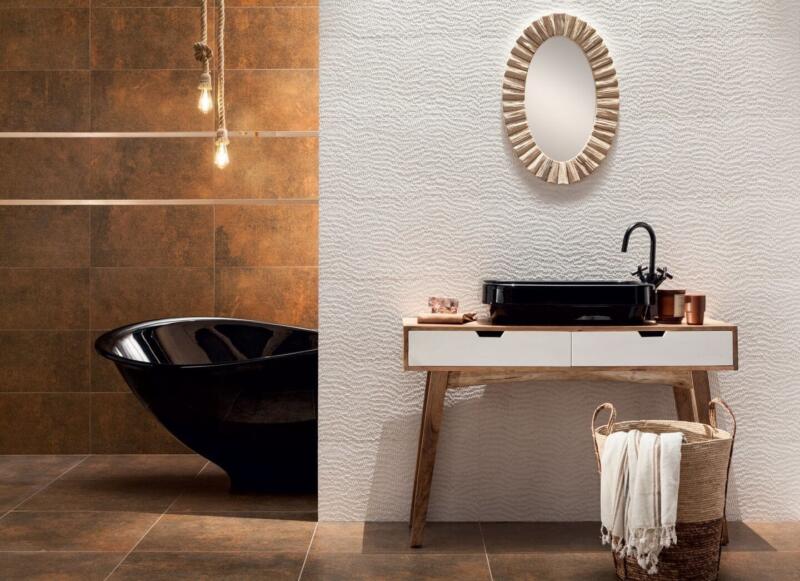 Złote płytki ceramiczne z kolekcji Terraform - Grupa Tubądzin