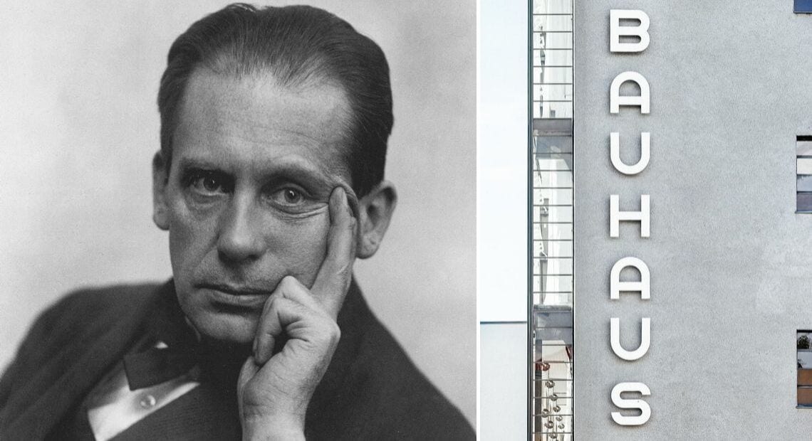 Walter Gropius i idee Bauhausu - Bauhaus 100 lat Baletu Triadycznego plakat Riccarda Guasco