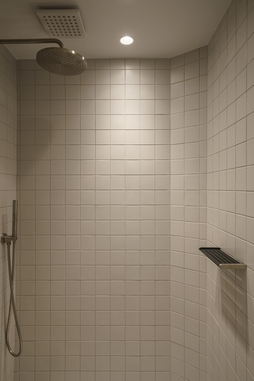 Nowoczesna kabina prysznicowa z minimalistycznym designem.
