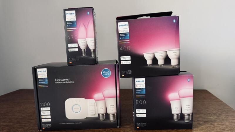 Zestaw oświetlenia inteligentnego do wnętrz, Philips Hue.