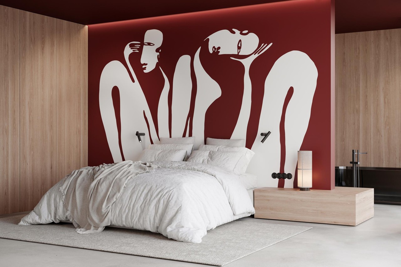 Wall Art - tapeta Couple Burgundy - projekt Katya Somisen