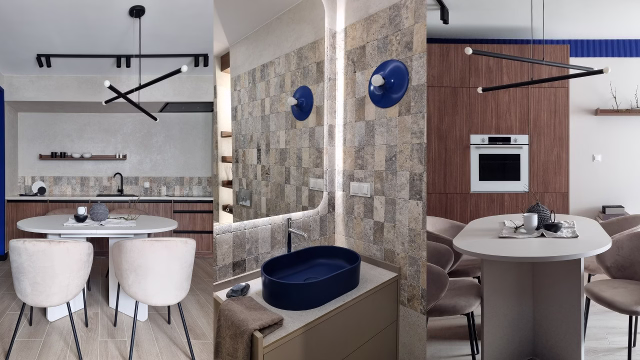 Mieszkanie w Tychach z kobaltową ramą. Tak przyciąga najemców w rekordowym czasie - projekt Aleksandra Pater-Bartnik ze studia ArchoMega