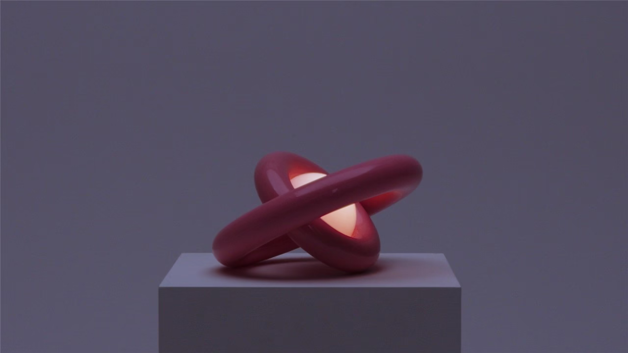 Nowoczesna lampa designerska o futurystycznym kształcie.